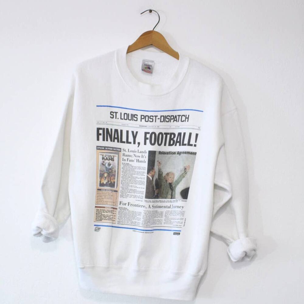 Vintage St Louis Post Dispatch Newspaper Football Sweatshirt Large
